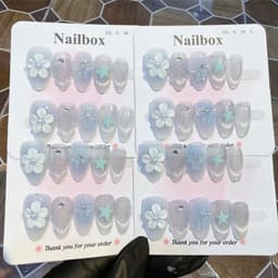 [ B ] Mã 185 Bộ Nail Box Thiết Kế 10 Móng Size M Mắt Mèo Sao Hoa Nổi Tặng Kèm Phụ Kiện Mã - 185 1