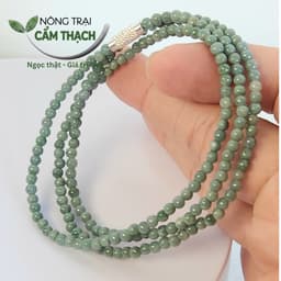 [Nông Trại Cẩm Thạch] Chuỗi Quân Tay Ngọc Cẩm Thạch Lam Ngọc Tự Nhiên Type A kèm kiểm định, hạt 3.2 mã 4733 2
