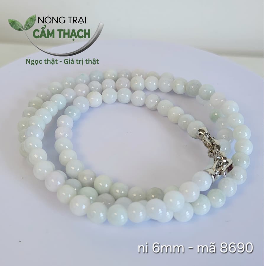 [Nông Trại Cẩm Thạch] Chuỗi Quấn Tay Ngọc Cẩm Thạch Phỉ Thúy Phớt Xanh Tím Tự Nhiên Type A Kèm kiểm định, hạt 6mm - 8699