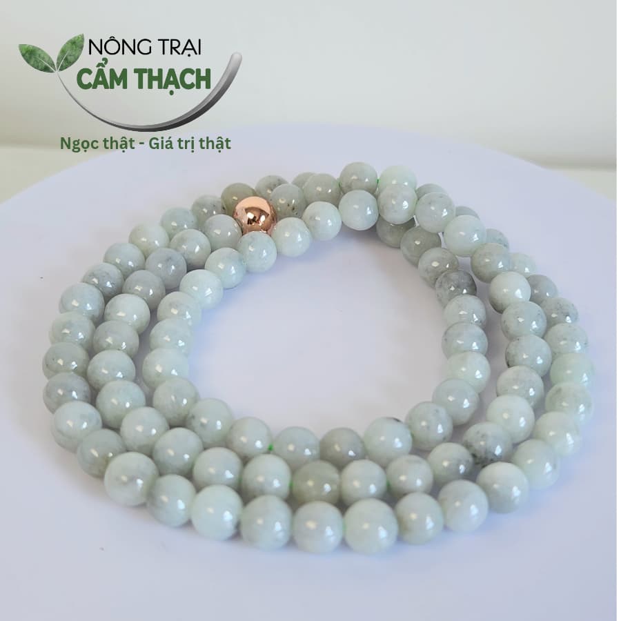 [Nông Trại Cẩm Thạch] Chuỗi Quấn Tay Ngọc Cẩm Thạch Phỉ Thúy Tự Nhiên Type A kèm kiểm định, hạt 7mm - 3235