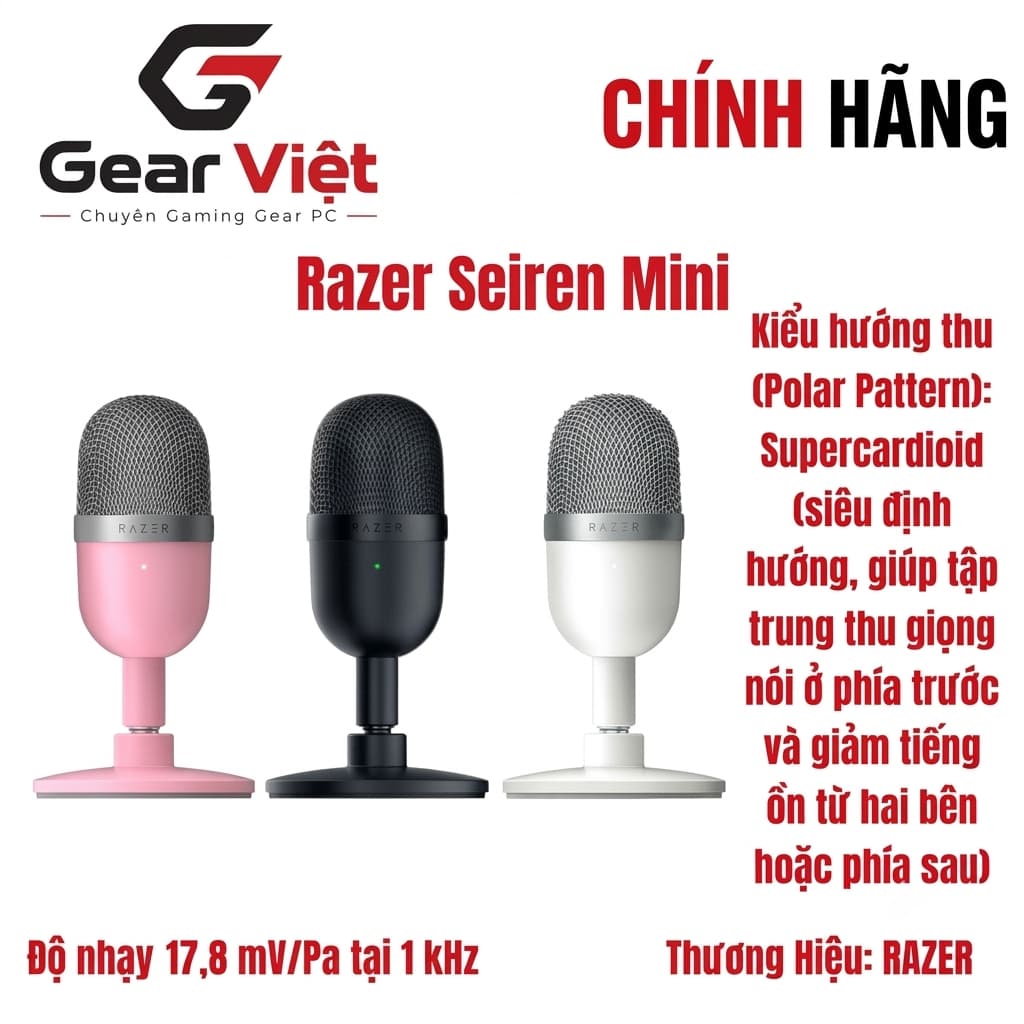 (Gear Việt) Micro Razer Seiren Mini Cổng USB Micrô Mini Microphone Hỗ Trợ Thu Âm/Live