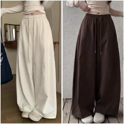 Quần dài kaki cạp chun ống rộng dáng xuông che chân đen nâu trắng VANISA QD95 1