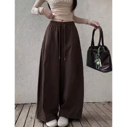 Quần dài kaki cạp chun ống rộng dáng xuông che chân đen nâu trắng VANISA QD95 6