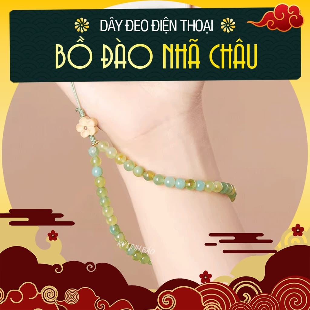 Dây Đeo Điện Thoại Dài Bồ Đào Nhã Châu Đá Phong Thủy Phong Cách Thanh Lịch Chiêu Tài Lộc, May Mắn