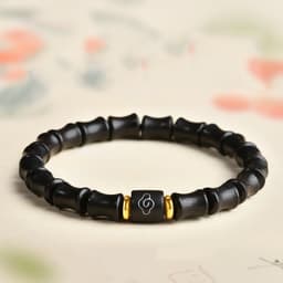 Vòng Tay Chuỗi Hạt Gỗ Mun Tự Nhiên Dáng Đốt Trúc Họa Tiết Mây Lành Phong Cách Cổ Điển Cho Nam Nữ 9