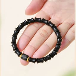 Vòng Tay Chuỗi Hạt Gỗ Mun Tự Nhiên Dáng Đốt Trúc Họa Tiết Mây Lành Phong Cách Cổ Điển Cho Nam Nữ 4