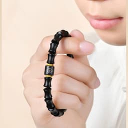 Vòng Tay Chuỗi Hạt Gỗ Mun Tự Nhiên Dáng Đốt Trúc Họa Tiết Mây Lành Phong Cách Cổ Điển Cho Nam Nữ 7