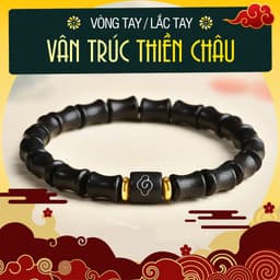 Vòng Tay Chuỗi Hạt Gỗ Mun Tự Nhiên Dáng Đốt Trúc Họa Tiết Mây Lành Phong Cách Cổ Điển Cho Nam Nữ 1