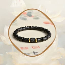 Vòng Tay Chuỗi Hạt Gỗ Mun Tự Nhiên Dáng Đốt Trúc Họa Tiết Mây Lành Phong Cách Cổ Điển Cho Nam Nữ 2
