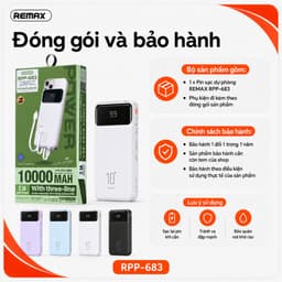 Pin dự phòng sạc nhanh 22.5W HBT HB-T35 20.000mah và RPP-683 10.000mah/ RPP-686 20.000mah/ Romoss PAC20 20.000mah 8