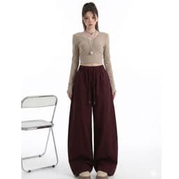 Quần Nữ Dáng Thụng dài Ống Rộng Kaki Thun Hè Cạp Chun 95cm nâu kem đen Thời Trang VANISA QD95 5