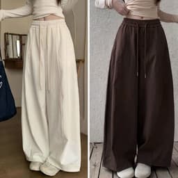 Quần Nữ Dáng Thụng dài Ống Rộng Kaki Thun Hè Cạp Chun 95cm nâu kem đen Thời Trang VANISA QD95 4