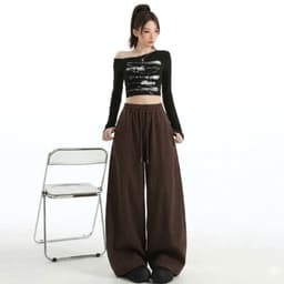 Quần Nữ Dáng Thụng dài Ống Rộng Kaki Thun Hè Cạp Chun 95cm nâu kem đen Thời Trang VANISA QD95 7