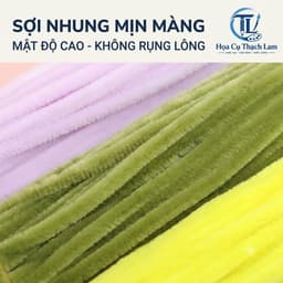 [ Tặng Sách Tập Làm Bông] Kẽm Nhung Làm Hoa Dày 8mm Siêu Khít  Lông Mịn Không Rụng Màu Pastel DIY 6