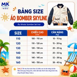 Áo Khoác Gió Bomber Bé Trai Skyline MK Kids Họa Tiết Cá Tính Chống Gió Giữ Ấm Nhẹ Phong Cách Năng Động 2-10 Tuổi 9