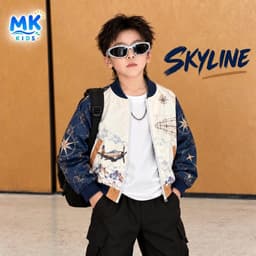 Áo Khoác Gió Bomber Bé Trai Skyline MK Kids Họa Tiết Cá Tính Chống Gió Giữ Ấm Nhẹ Phong Cách Năng Động 2-10 Tuổi 2