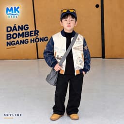 Áo Khoác Gió Bomber Bé Trai Skyline MK Kids Họa Tiết Cá Tính Chống Gió Giữ Ấm Nhẹ Phong Cách Năng Động 2-10 Tuổi 4