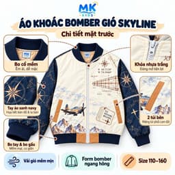 Áo Khoác Gió Bomber Bé Trai Skyline MK Kids Họa Tiết Cá Tính Chống Gió Giữ Ấm Nhẹ Phong Cách Năng Động 2-10 Tuổi 7