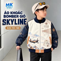 Áo Khoác Gió Bomber Bé Trai Skyline MK Kids Họa Tiết Cá Tính Chống Gió Giữ Ấm Nhẹ Phong Cách Năng Động 2-10 Tuổi 1