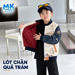 Áo Khoác Gió Bomber Bé Trai Skyline MK Kids Họa Tiết Cá Tính Chống Gió Giữ Ấm Nhẹ Phong Cách Năng Động 2-10 Tuổi 3