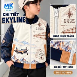 Áo Khoác Gió Bomber Bé Trai MK Kids Họa Tiết Cá Tính - Chống Gió Giữ Ấm Nhẹ Phong Cách Năng Động 2-10 Tuổi 7