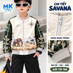 Áo Khoác Gió Bomber Bé Trai MK Kids Họa Tiết Cá Tính - Chống Gió Giữ Ấm Nhẹ Phong Cách Năng Động 2-10 Tuổi 8