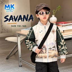 Áo Khoác Gió Bomber Bé Trai MK Kids Họa Tiết Cá Tính - Chống Gió Giữ Ấm Nhẹ Phong Cách Năng Động 2-10 Tuổi 4