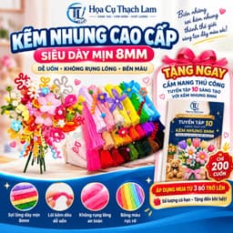[ Tặng Sách Tập Làm Bông] Kẽm Nhung Làm Hoa Dày 8mm Siêu Khít  Lông Mịn Không Rụng Màu Pastel DIY 1