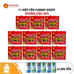 11 Hộp Yến Sào Thiên Hoàng Yummy Kiddy 20% Hương dâu + Tặng 6 Lon Yến 1