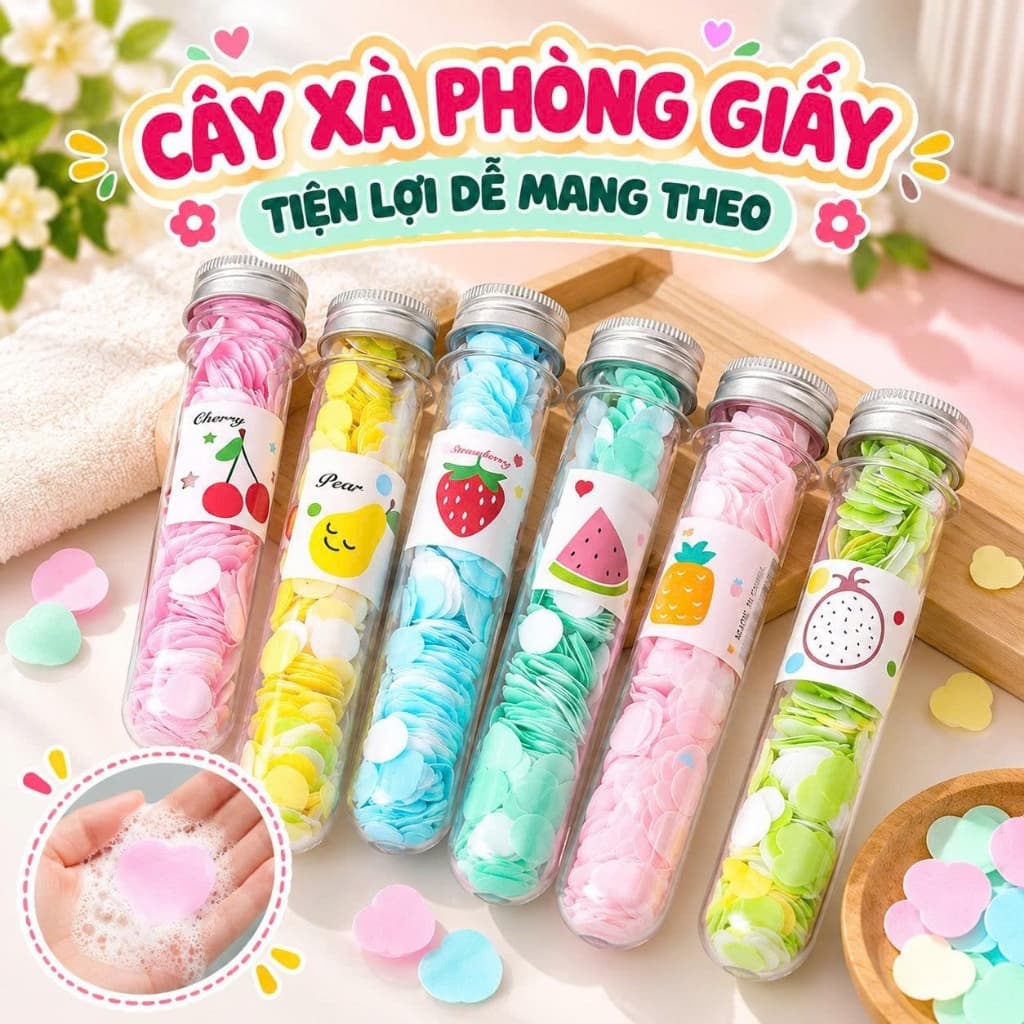 (cây)Xà phòng giấy tiện lợi độc đáo dễ mang theo người