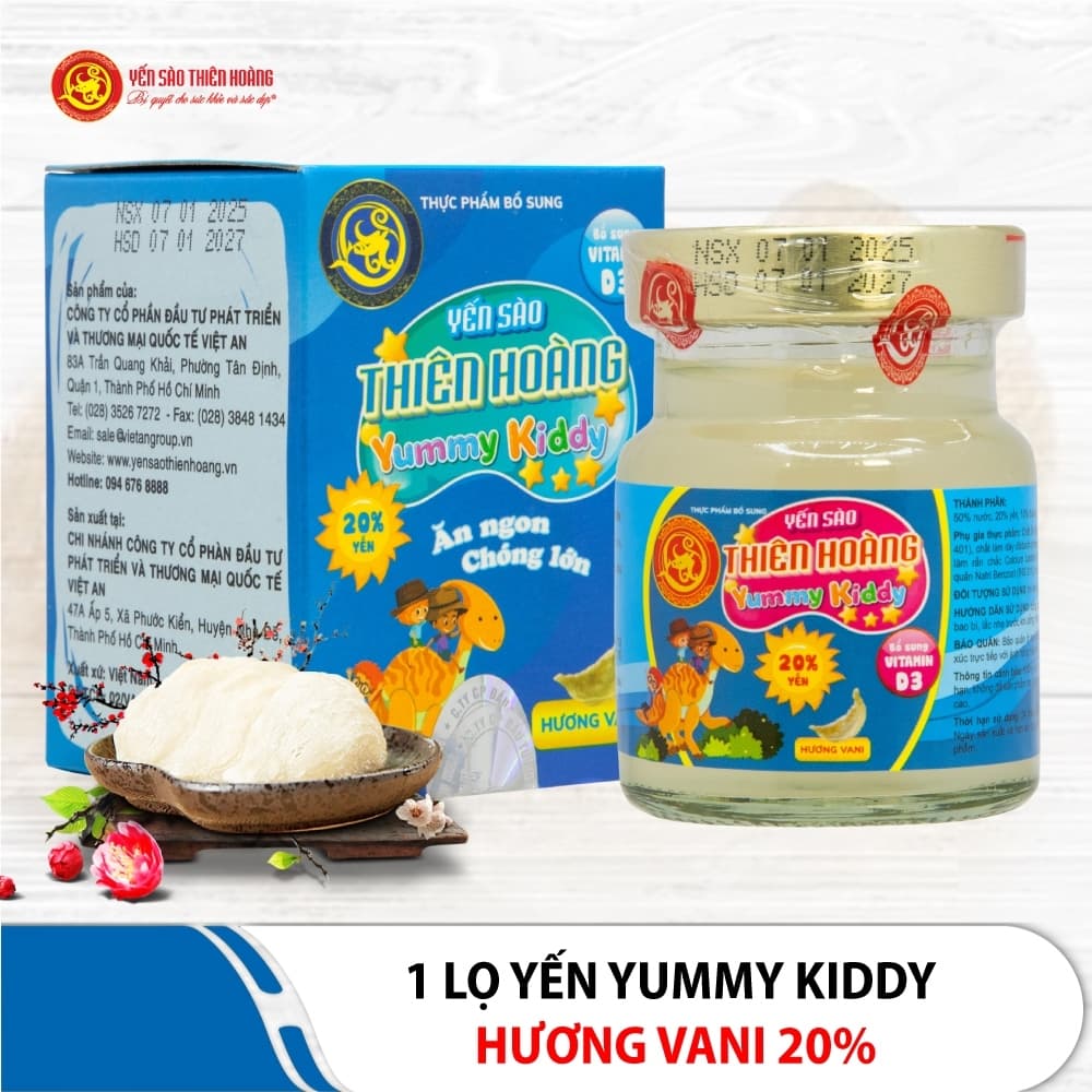(30 Lọ) Yến Sào Thiên Hoàng Yummy Kiddy 20% Hương vani