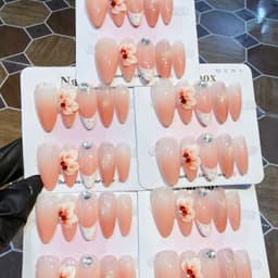 [ B ] Mã 143 Bộ Nail Box Thiết Kế 10 Móng Size M Ombre Hoa Nổi Tặng Kèm Phụ Kiện Mã - 143 2