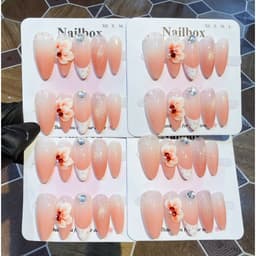 [ B ] Mã 143 Bộ Nail Box Thiết Kế 10 Móng Size M Ombre Hoa Nổi Tặng Kèm Phụ Kiện Mã - 143 1