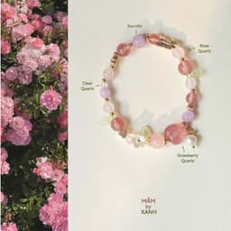Vòng tay Haru đá tự nhiên tình duyên học tập tài lộc mix charm mạ vàng - Mầm by Xanh 3