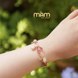 Vòng tay Haru đá tự nhiên tình duyên học tập tài lộc mix charm mạ vàng - Mầm by Xanh 4