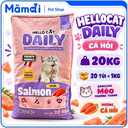 [20 Gói 1KG] Thức Ăn Hạt Cho Mèo Hello Cat Daily Vị Cá Hồi - Tiết Kiệm Nhà Đông Meow 1