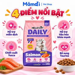 [20 Gói 1KG] Thức Ăn Hạt Cho Mèo Hello Cat Daily Vị Cá Hồi - Tiết Kiệm Nhà Đông Meow 6