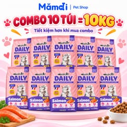 [20 Gói 1KG] Thức Ăn Hạt Cho Mèo Hello Cat Daily Vị Cá Hồi - Tiết Kiệm Nhà Đông Meow 4