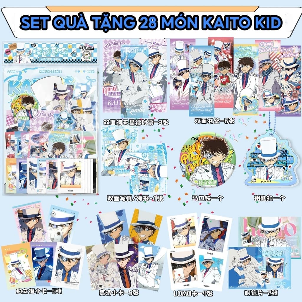 [NEW 2026] Set quà tặng 28 món Thám tử lừng danh KAITO KIDS / Card ID bookmark tem thẻ card .v.v