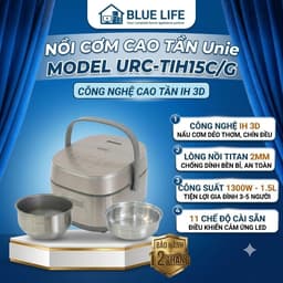 Nồi Cơm Cao Tần UNIE URC-TIH15C/G, 1.5Lit-1300W, Lòng Nồi TiTanium Dày 2mm, 11 Chế Độ Nấu, Hàng Chính Hãng 1