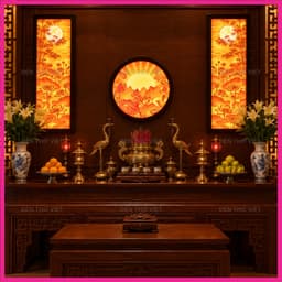Đèn Thờ Việt Bộ Tranh Hoa Sen Tre LED Trang Trí Bàn Thờ Gia Đình, Phong Cách Trúc Chỉ Hình Hoa Sen Nhiều Kích Thước 5