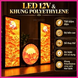 Đèn Thờ Việt Bộ Tranh Hoa Sen Tre LED Trang Trí Bàn Thờ Gia Đình, Phong Cách Trúc Chỉ Hình Hoa Sen Nhiều Kích Thước 3
