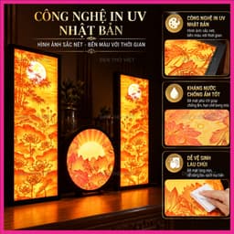 Đèn Thờ Việt Bộ Tranh Hoa Sen Tre LED Trang Trí Bàn Thờ Gia Đình, Phong Cách Trúc Chỉ Hình Hoa Sen Nhiều Kích Thước 2