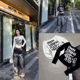 Áo thun nữ lệch vai in chữ cá tính 2