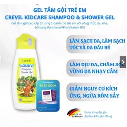 **Crevil Kidcare  300ml.Gel Tắm Gội Cho Bé,Dịu Nhẹ, Hỗ Trợ Rôm Sảy, Mẩn Ngứa & Dưỡng Ẩm Da Bé <BUNINY SHOP$ 1
