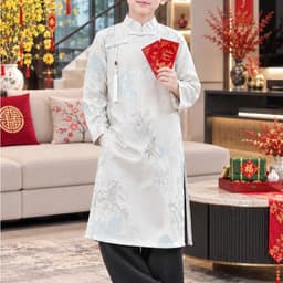 Áo dài cách tân bố và bé trai họa tiết truyền thống nam tính - gấm cao cấp lót mềm, mặc thoải mái cả ngày 4