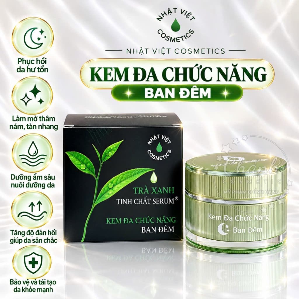 Kem Đêm Nhật Việt Cosmetics Mờ Nám, Tàn Nhang, Đồi Mồi, Ngừa Mụn, Chống Lão Hoá 18gam
