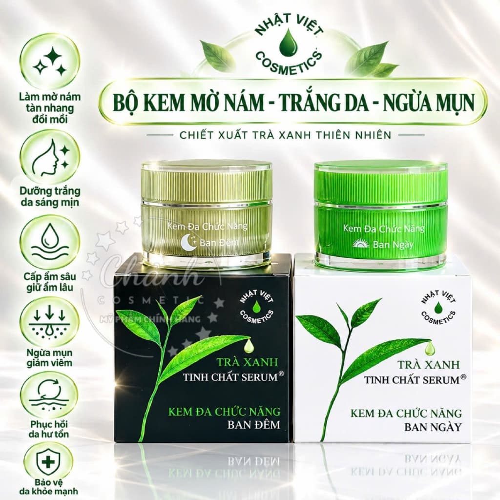 Bộ Kem Nhật Việt Cosmetics Dưỡng Trắng Da, Mờ Nám, Tàn Nhang, Đồi Mồi, Ngừa Mụn, Chống Lão Hoá 18gam