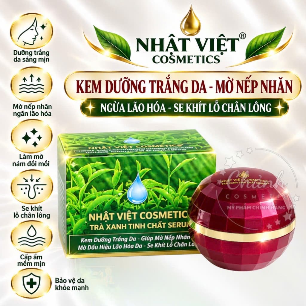 Kem Nhật Việt Cosmetics Dưỡng Trắng Da, Mờ Nếp Nhăn, Ngừa Lão Hóa Da, Se Khít Lỗ Chân Lông 30gam