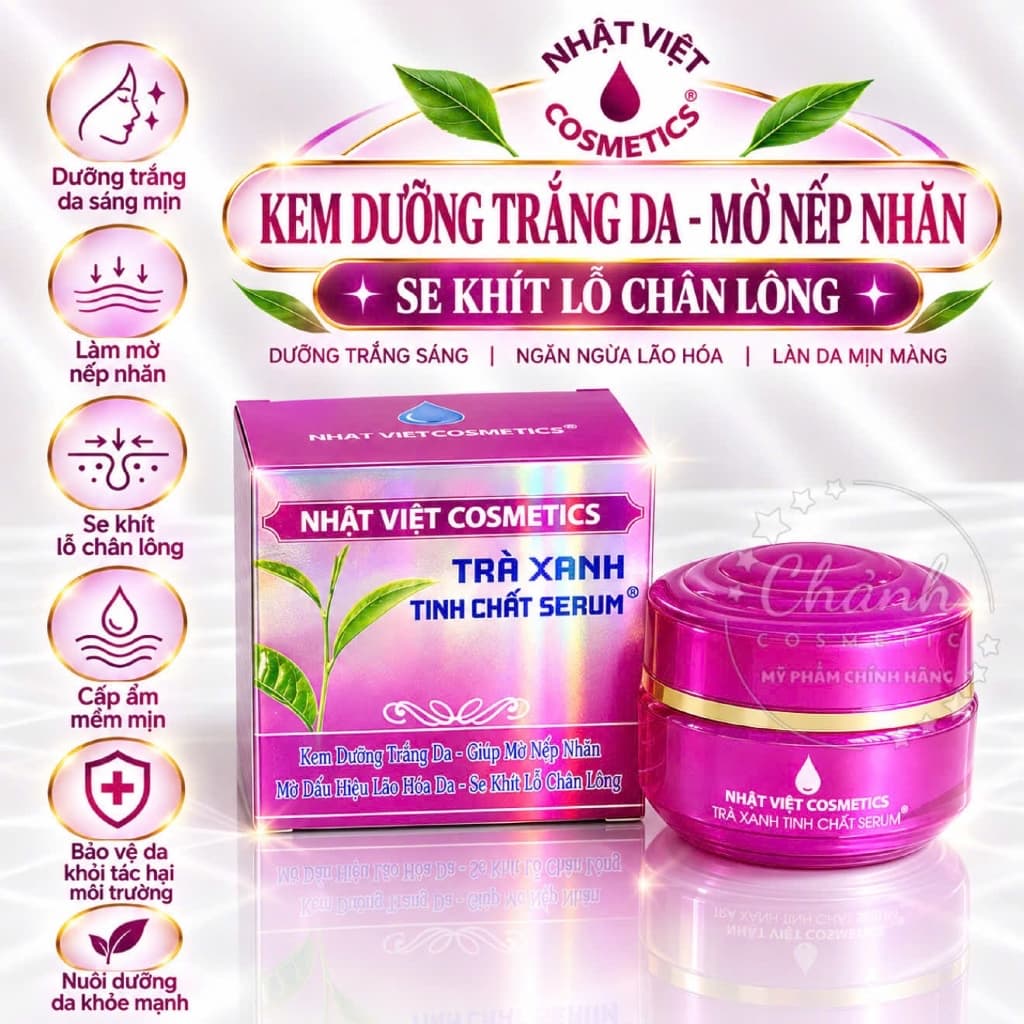 Kem Nhật Việt Cosmetics Dưỡng Trắng Da, Mờ Nếp Nhăn Da, Ngừa Lão Hoá, Se Khít Lỗ Chân Lông 10gam